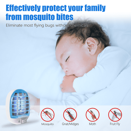 GLOUE Indoor Bug Zapper, Mosquito Killer Electronic Insect Killer Fly Trap, Mosquito Zapper with Blue Lights for Home, Kitchen, Bedroom, Baby Room, Office (2 Packs)