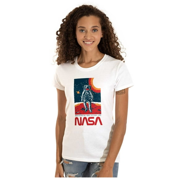 NASA Landed on the Moon Astronaut Women's T Shirt Ladies Tee Brisco Brands S