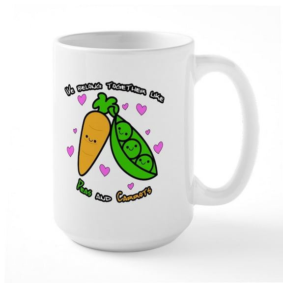 CafePress - Peas And Carrots Mugs - 15 oz Ceramic Large White Novelty Mug