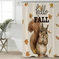 thumbnail image 2 of Squirrel Hello Fall Shower Curtains for Bathroom Waterproof Fabric Bath Curtains Decor Bath Tub Curtain Maple Leaf Thanksgiving Rustic Decorative Shower Curtain Sets with 12 Hooks, 72x72 Inch, 2 of 6