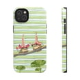 thumbnail image 4 of Cute Frogs with Pink Flower Hats Phone Case, Aesthetic Green Striped Cottagecore Indie Cover for iPhone 17 16 15 14 13 12 11 Plus Pro Max Mini, 4 of 6