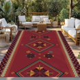 thumbnail image 2 of Red Outdoor Rug for Patio/Deck/Porch, Non-Slip Large Area Rug 4 x 6 Ft, Boho Vintage Ethnic Tribe Abstract Art Retro Indoor Outdoor Rugs Washable Area Rugs, Reversible Camping Rug Carpet Runner, 2 of 8