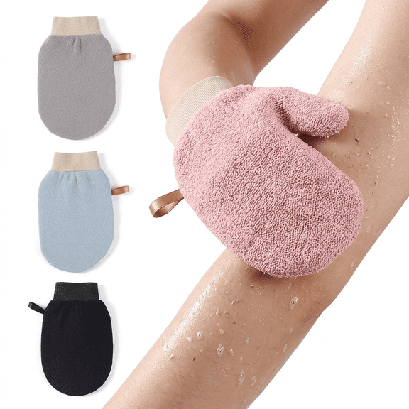 ROSEXIXI Exfoliating Glove 4 Pack Exfoliating Mitt Coarse Texture Bath Scrubber for Body Skin Deep Scrubbing Gloves for Body for Men and Women Shower Bath Spa Dead Skin Removal
