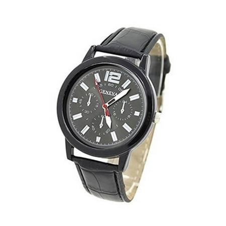 Geneva Unisex Watch Faux Leather Big Dial Quartz Easy to Read Numbers Watch-54