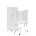 thumbnail image 4 of Makeup Vanity Table and Slim Armoire Wardrobe Set, Dressing Table with LED Mirror and Power Outlets and 2 Drawers, Tall Bedroom Closet with Hanging Rod, White, 4 of 4