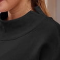 thumbnail image 3 of Sevevn Women Mock Neck Sweatshirt Long Sleeve Pullover Casual Loose Fit Fleece Tops Soft Comfy Fall Winter Warm Solid Color Blouse Black XXL, 3 of 9