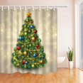 thumbnail image 1 of RYLABLUE Rideau de Douche en Polyester avec Boules et Étoile Dorée pour Arbre de Noël 66x72 Pouces, 1 of 1