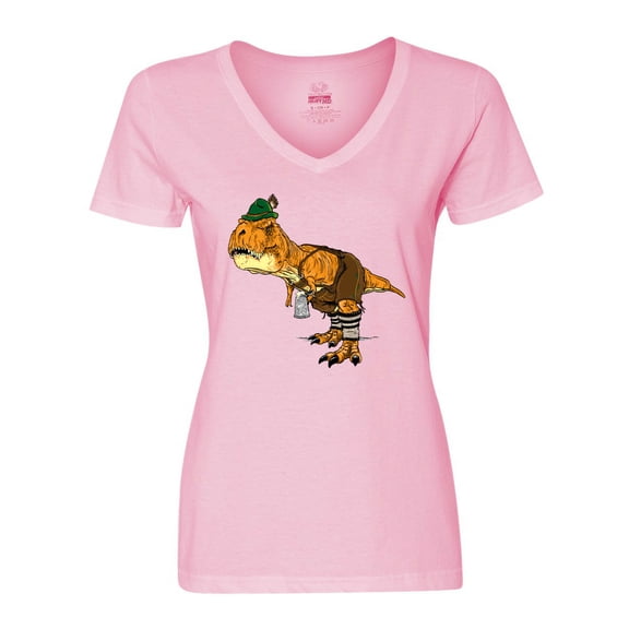 Inktastic T-Rex King of Oktoberfest Women's V-Neck T-Shirt