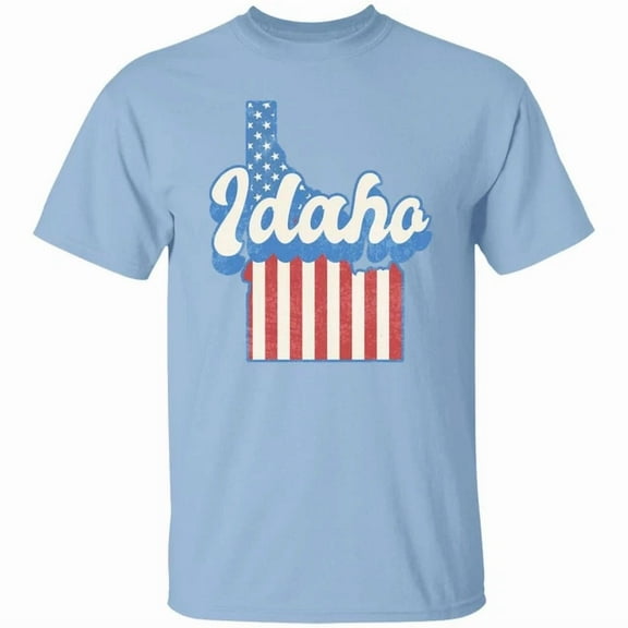 DOPASHIRT Idaho Us Flag T-Shirt American Patriotic Id State Tee White Ash Blue Unisex S-5XL Hot Trending Shirt, Vintage Birthday Gift