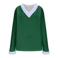 thumbnail image 5 of hotojiny Christmas Shirt for Women Cute Fuzzy Trim V Neck Patchwork Christmas Tee Pullover Long Sleeve Warm Tops, 5 of 7