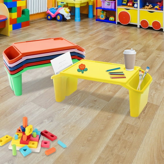 6 Pack Kids Lap Desk Tray with Storage Slots Portable Lap Desk Activity Tray Drawing