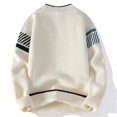 thumbnail image 4 of YUGYXL Men's Crewneck Sweaters Pullover Loose Long Sleeve Vintage Color Block Patchwork Knitted Casual Sweater Tops White XXXL, 4 of 9