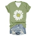 thumbnail image 4 of HOWPAY V Neck T Shirts for Women Oversized Sunflower Graphic Short Sleeve Soft Tees Casual Loose Fit Vintage Lightweight Summer Tops Light Green L, 4 of 4