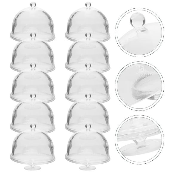 KAJNBN 10Pcs Mini Cake Domes for Dollhouse Accessories Simple Design Food Display Transparent Plastic