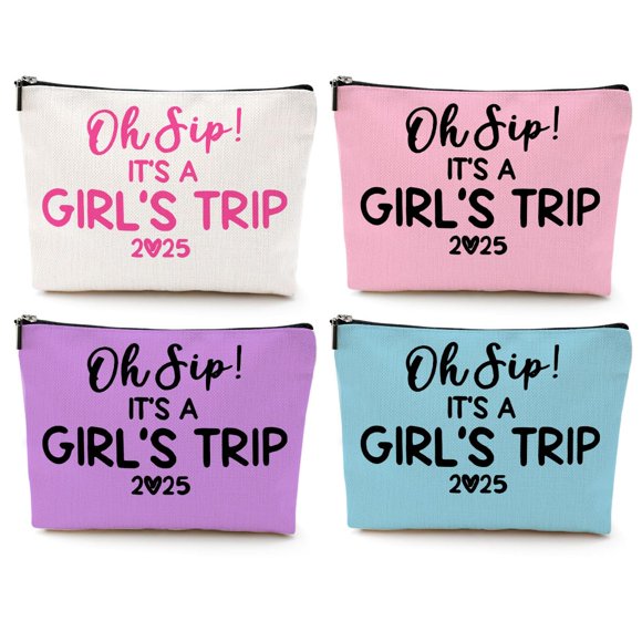Bolsa de maquillaje Jealance, 4 unidades, Girl Trip 2025, Funny Girls Trip