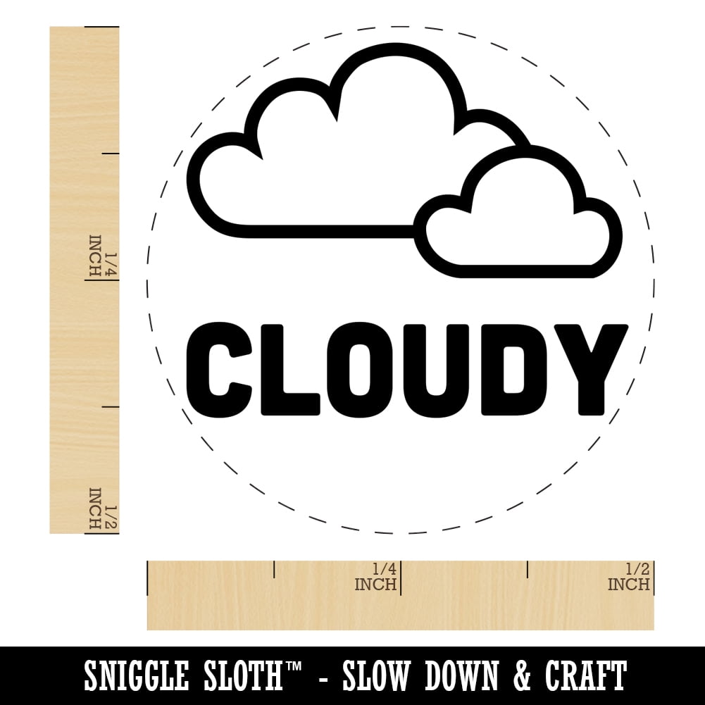 Cloudy Cloud Weather Day Planner Self-Inking Rubber Stamp Ink Stamper - Fuchsia Ink - Mini 1/2 Inch