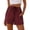 105#Wine, variant on Cotton Linen Shorts for Women Elastic Waist Drawstring Summer Beach Shorts with Pockets Black 2XL