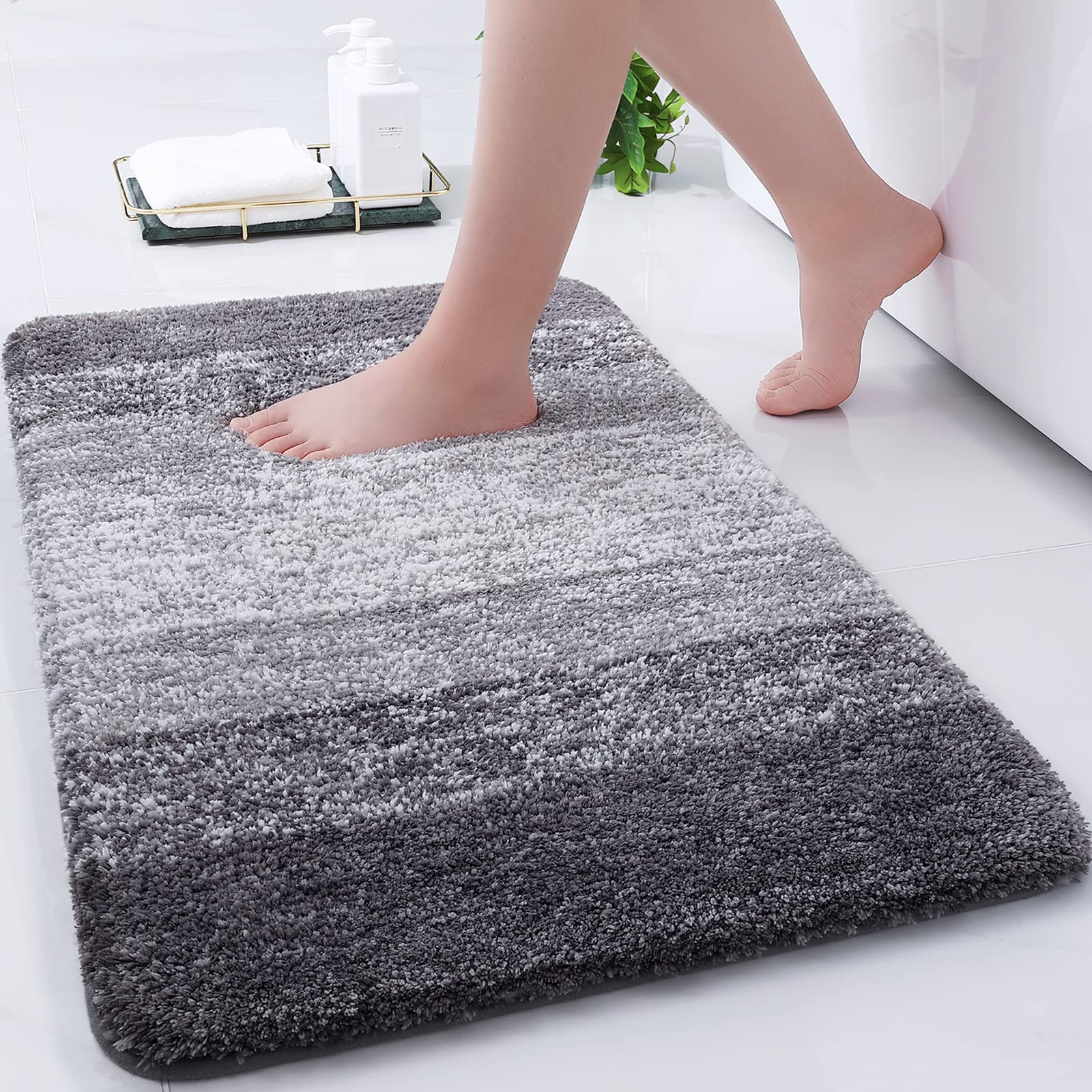 Arotive Microfiber Bathroom Rugs, Shaggy Soft and Absorbent Bath Rug