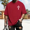 thumbnail image 5 of adaychics Mens Christian Tshirts Cross Print Loose Fit Crew Neck Graphic Shirt Summer Casual Cotton Tops for Daily Wear, 5 of 10