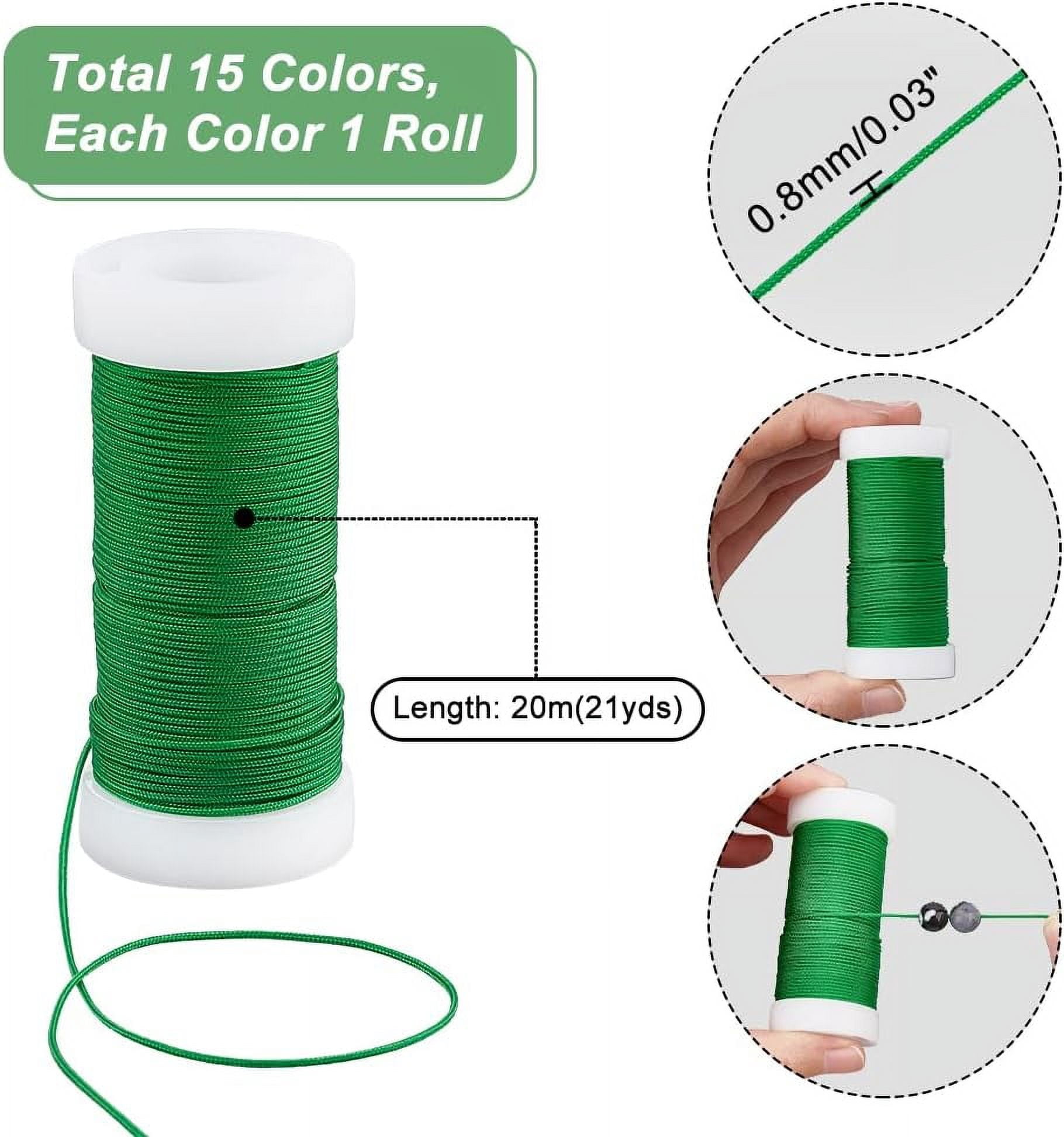 328 Yards Nylon Thread 0.8mm Beading String Cord Chinese Knotting Cord Kumihimo Macrame Cord for Friendship Bracelet Christmas Jewelry Making