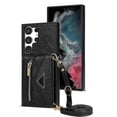 thumbnail image 1 of Flip Leather Wallet Cover for Samsung Galaxy S24 Ultra 5G Crossbody Case with Credit Card Holder Strap Lanyard, Women Girl Purse Kickstand, 1 of 5