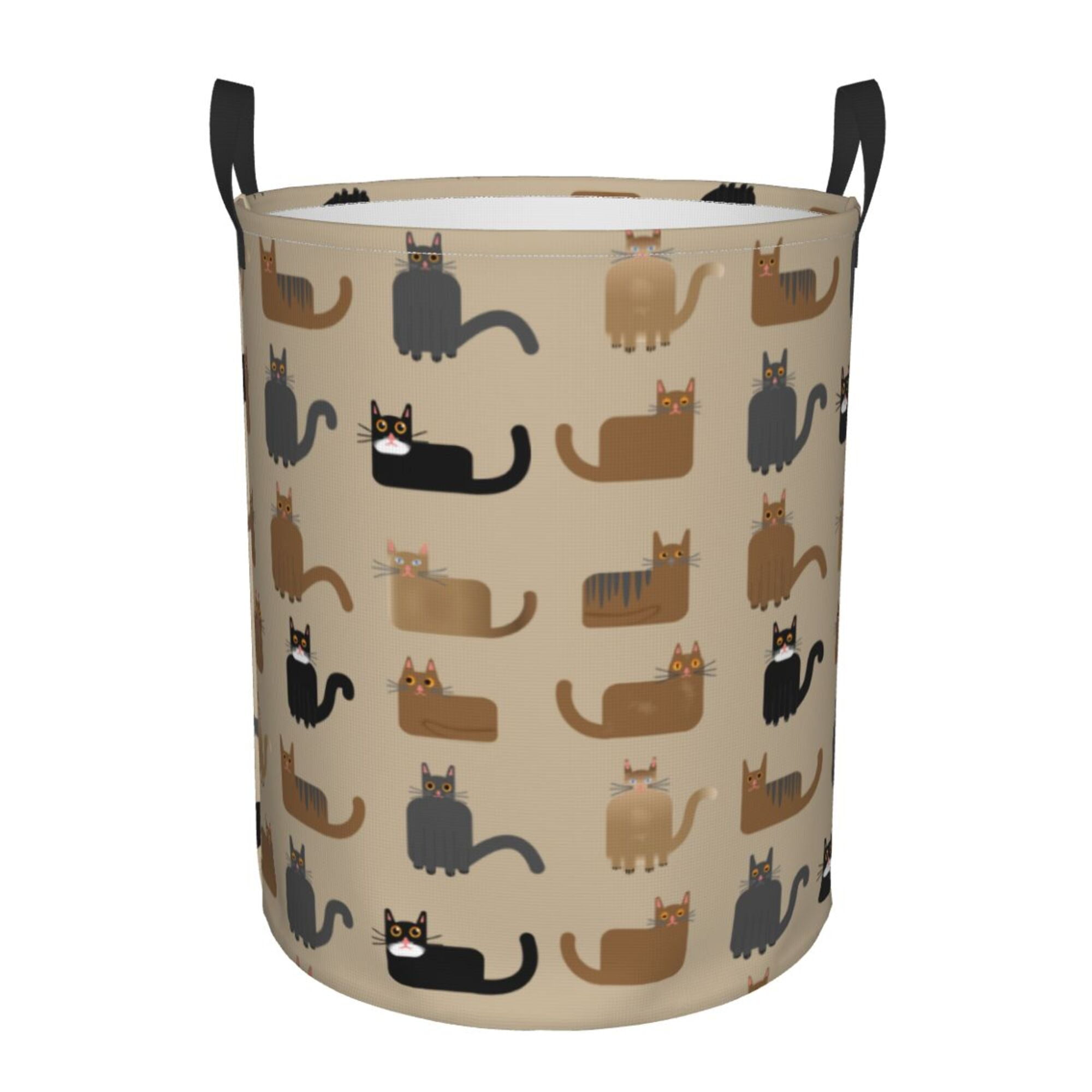 Black Cat Knit Print Laundry Basket