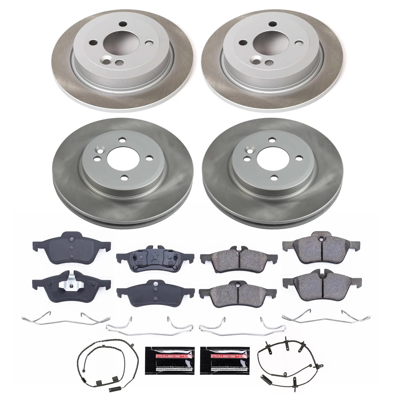 PowerStop Front and Rear Semi-Coated Rotor and Low-Dust Ceramic Brake Pad Kit SC5725