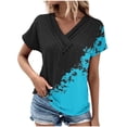 thumbnail image 2 of Fiudx Liquidación de Ahorros de Verano Top Informal de Primavera y Verano de Manga Corta con Cuello En V para Mujer, 2 of 5