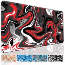 Fluid Pattern Gaming Mouse Pad for Desk,Desk Mat with 3mm Non-Slip Base,Large Mouse Pad Gaming Mousepad,Waterproof Mouse Mat Desk Pad with Seamed Edges,31.5x11.8In Mousepad for Gaming,Office,Red-Black