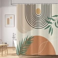 thumbnail image 3 of Mid Century Abstract Shower Curtains, Weighted Bottom Modern Boho Terracotta Minimalist Geometric Arch Botanical Plants Leaf Bathroom Curtain Waterproof Fabric Washable with Hooks,72"x72", 3 of 6