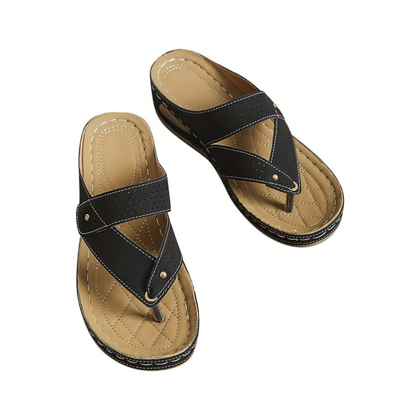 CHGBMOK Womens wedge Sandal Summer Casual Women's Summer Casual Comfortable  Slippers Platform Flip Flops Slippers