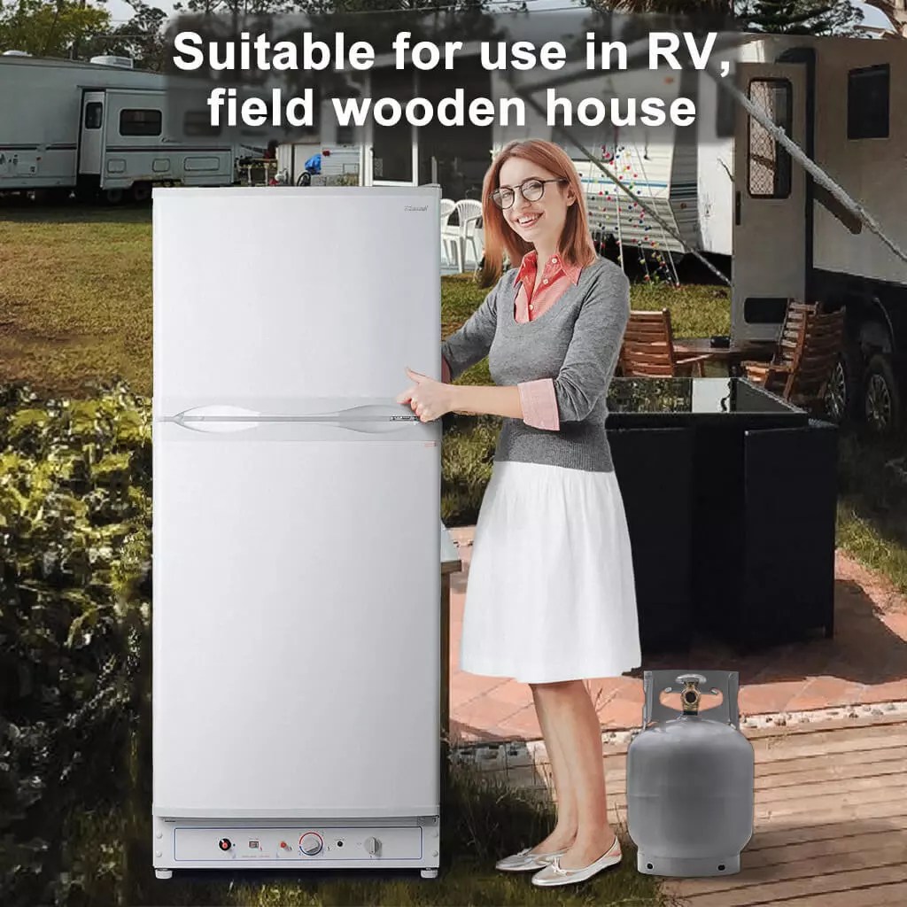 Smad 6.1 Cu.Ft Propane Refrigerator Offgrid 2 Way RV with Freezer for Cabin Boat 110V Gas Fridge White