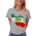 thumbnail image 4 of GEWSEY Women's Iran Map with Lion and Sun Emblem Vintage Persian Heritage V-Neck T-Shirt (Light Gray, XL), 4 of 6