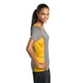 thumbnail image 3 of Sport-Tek Ladies Heather Colorblock Contender V Neck Tee-4XL (Vintage Heather/ Gold), 3 of 6
