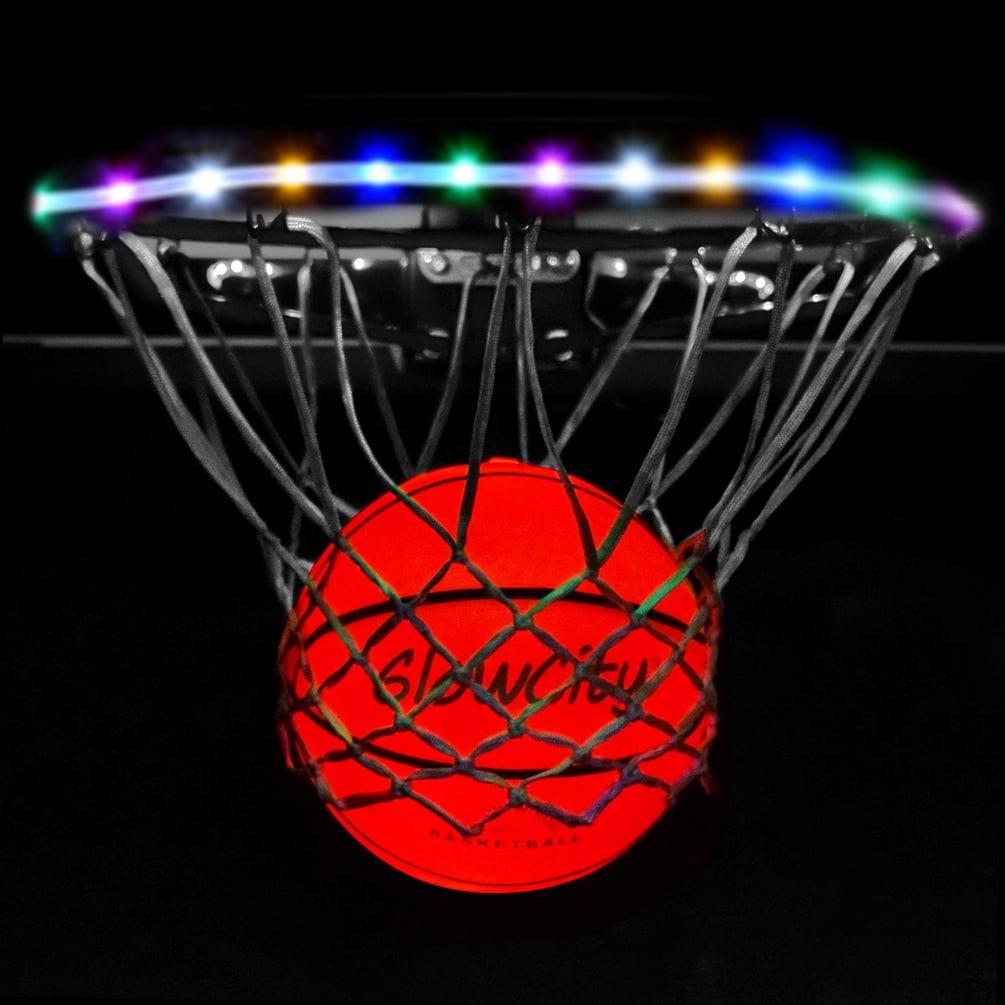 GlowCity Ultra Bright LED Basketball With Glow In The Dark LED Rim Kit Multi Color