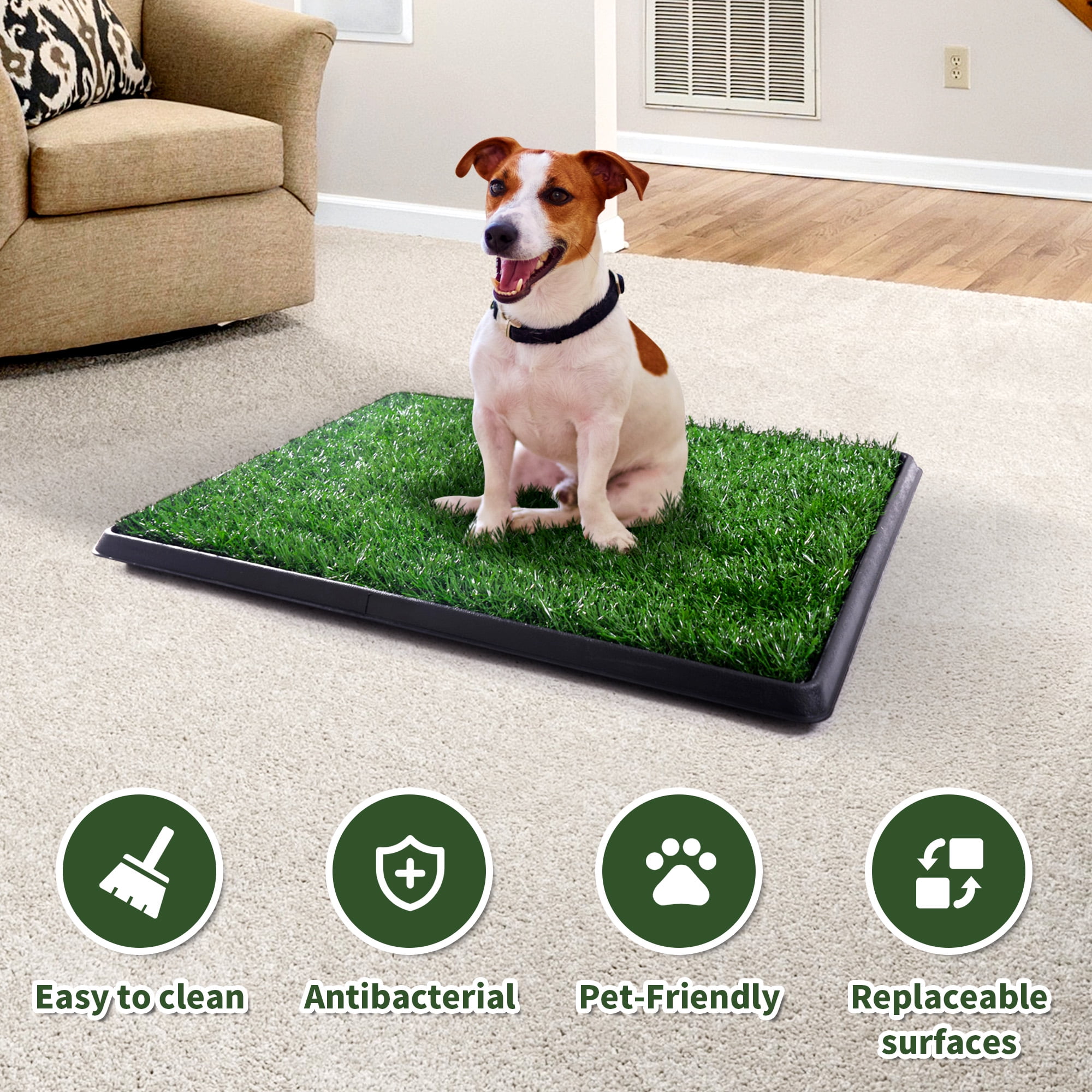 COZIWOW 25 in. x 20 in. Puppy Pet Potty Training Pee Pad Mat Tray  Artificial Grass CW12S0049 - The Home Depot