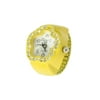 Ladies Stretch Band Rhinestone Decor Flower Case Finger Ring Watch Yellow