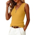 thumbnail image 6 of Womens Sleeveless Sweater Vest V Neck Button Down Casual Loose Knit Summer Trendy Tank Tops,Yellow XXL, 6 of 6