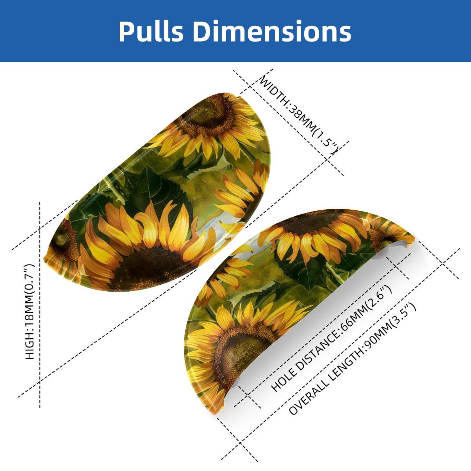 PhooArto 6 Pcs Cup Drawer Pulls, Vintage Sunflowers Bloom Shell Shape Handles Cabinet Knobs for Dresser Cupboard Closet Wardrobe with Screws