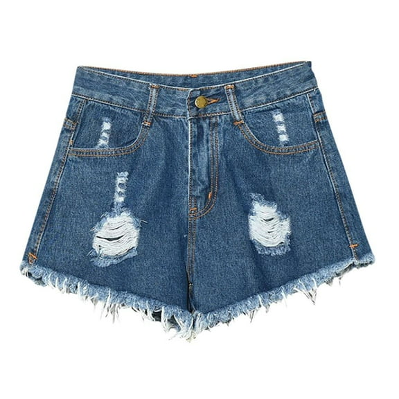 Spdoo Women's Casual High Rise Denim Shorts Stretch Ripped Raw Hem Jean Shorts Plus Size Summer Hot Pants S-6XL