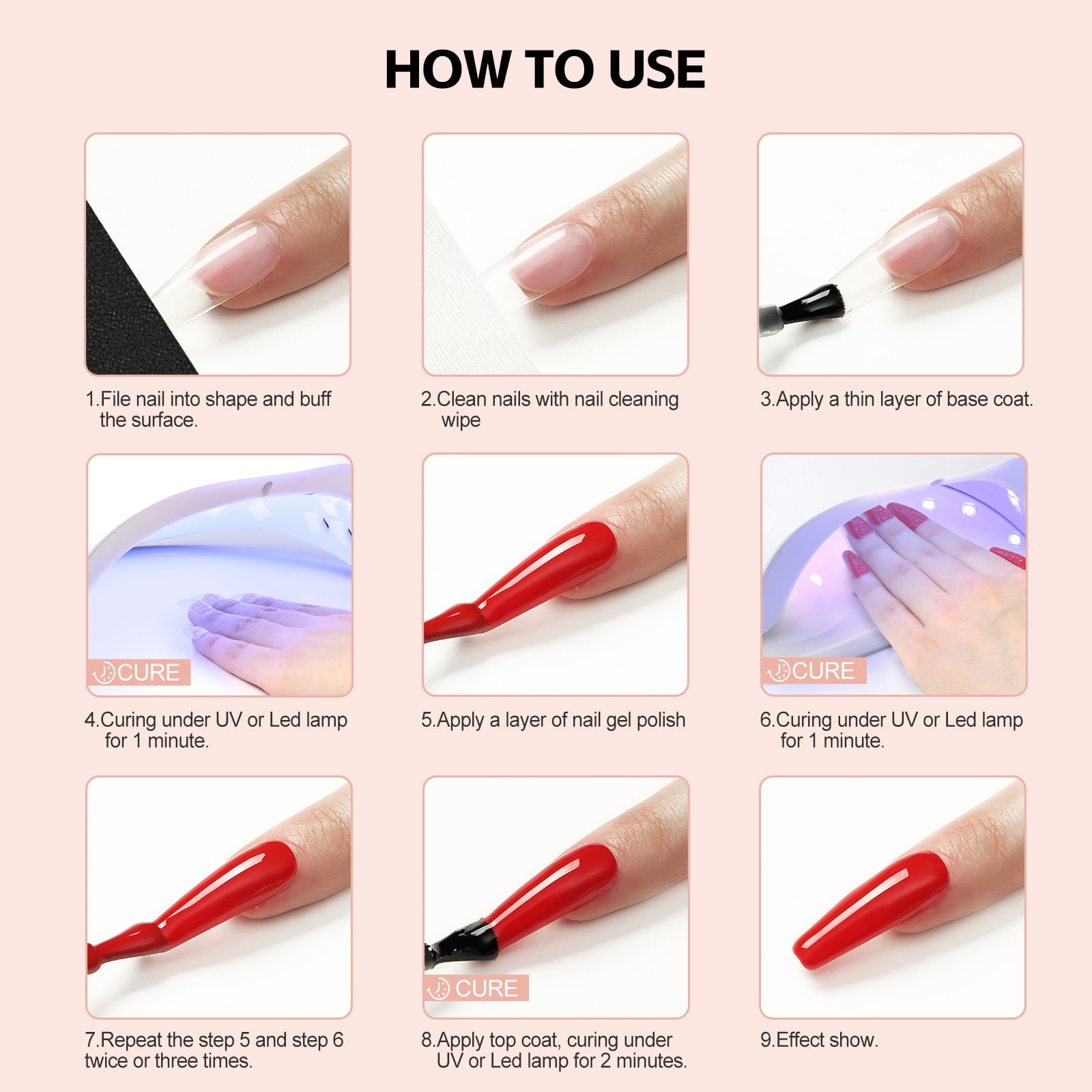 Coscelia 40PC Gel Nail Polish Set Pink Nude Red Multi Type Top Base Coat Kit Glitter 35 Colors Gel Polish Set Nail Art DIY at Home Gift for Women
