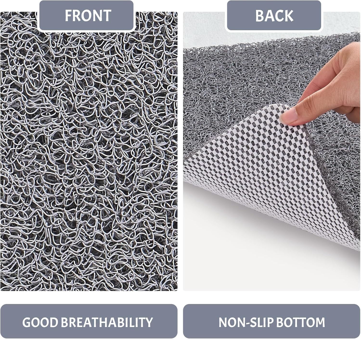 Shower Mat Bathtub Mat,24x16 inch Non-Slip Bath Mat , Fast Drying Bath Tub Mats,Anti Slip Mat for Tub,Shower,Bathroom (Gray)