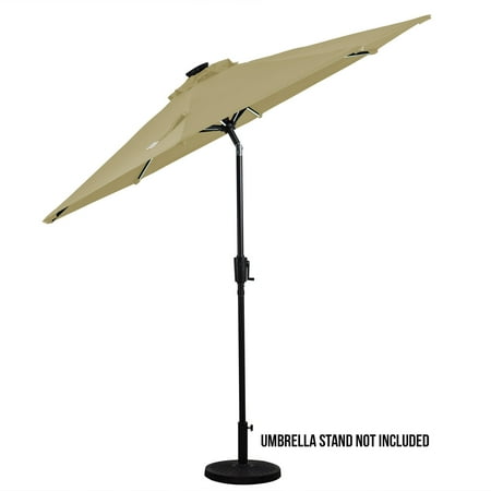 Sun Ray - 9' Round Next Gen Solar Lighted Umbrella - Grey
