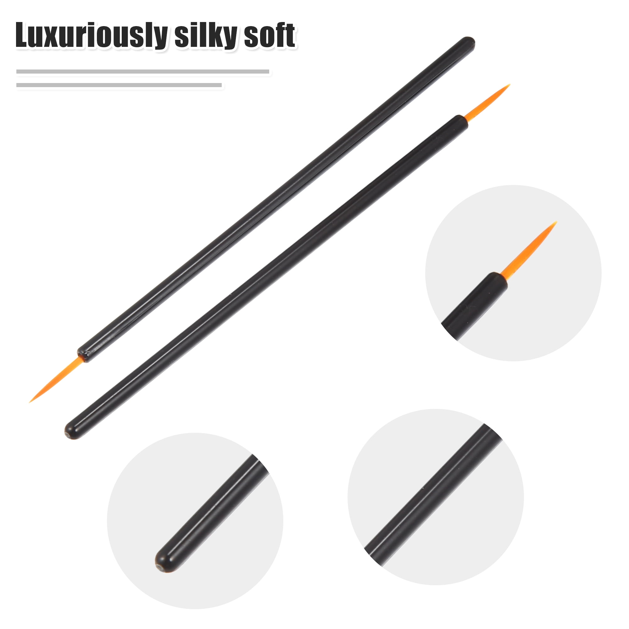 Unique Bargains 50 Pcs Eyeliner Brushes Applicators with Cover Eyeliner Brushes Black