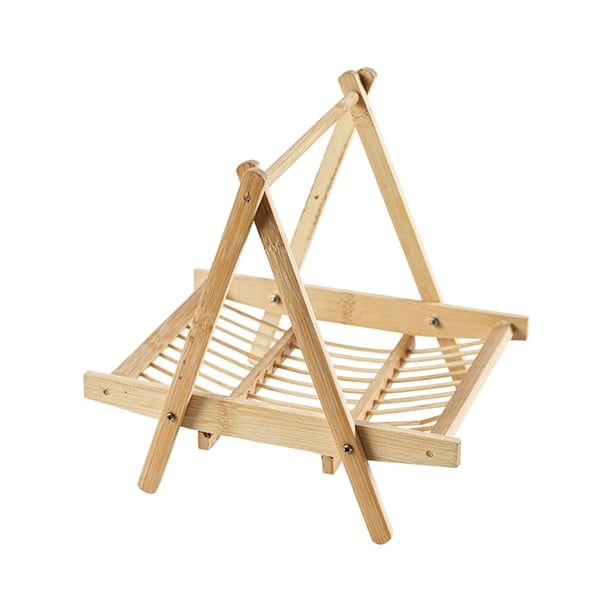 Cesta de bambú para frutas, pan, frutas, organizador de almacenamiento, estante para verduras para cocina de madera