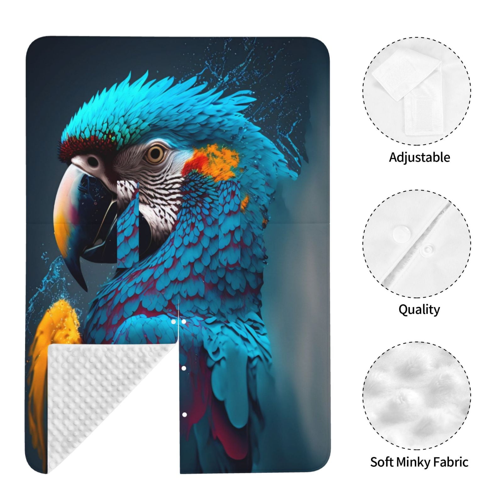 Naloa Modern Style Blue Parrot Baby Car Seat Cover, Breathable Baby Carrier Cover, Multiuse Baby Carrier Cover & Nursing Breastfeeding Cover