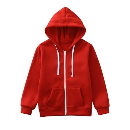 Sweatshirt Color Solid Zip 2024 New Jackets Long Hoodie Top Boys Boys Quilt Lined Jacket Sleeve Up Girls Kids Boys Coat&jacket Youth Hunting Jacket Boys Coat Coats for Boys Size 6 Boys Pullover
