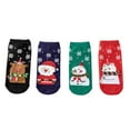 thumbnail image 1 of kusrkot 4 Pair Novelty Low Crew Socks Chrismas Short Sock Snowflake Background, 1 of 8