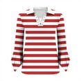 thumbnail image 5 of Lmnyox Women's Shirts Fashion 3/4 Length Sleeve V Neck Striped Tops Casual Dressy Button Collared Golf Shirts, 5 of 7