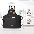 thumbnail image 2 of Chef Apron For Men Women Canvas Aprons With 3 Pockets Cross Back Resistant Work Apron For Cooking Grilling Baking BBQ Barber Kitchen (Black), 2 of 7